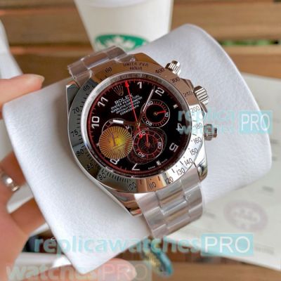 High Quality Clone Rolex Daytona Black Dial Stainless Steel Watch